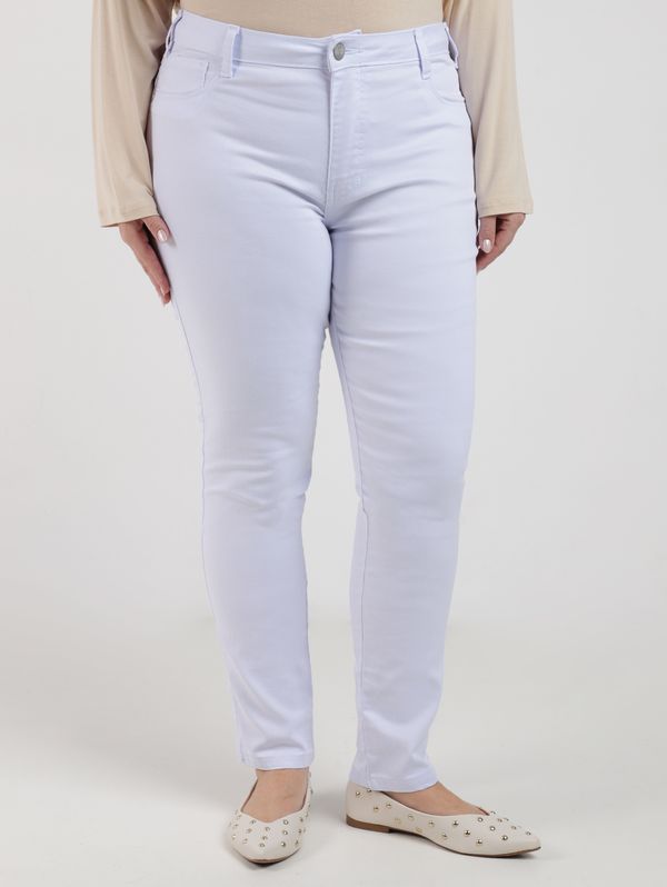 Calça Sarja Cigarrete Plus Size Feminina BRANCO 54