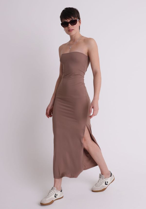 Vestido midi sem alças Natural M