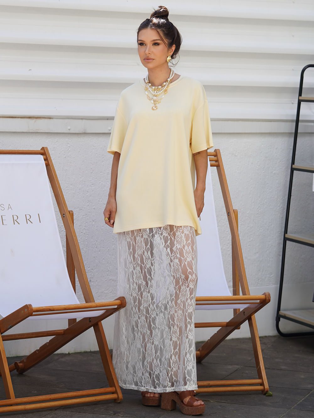 Conjunto Vestido e Camiseta Eagle Rock Feminino AMARELO