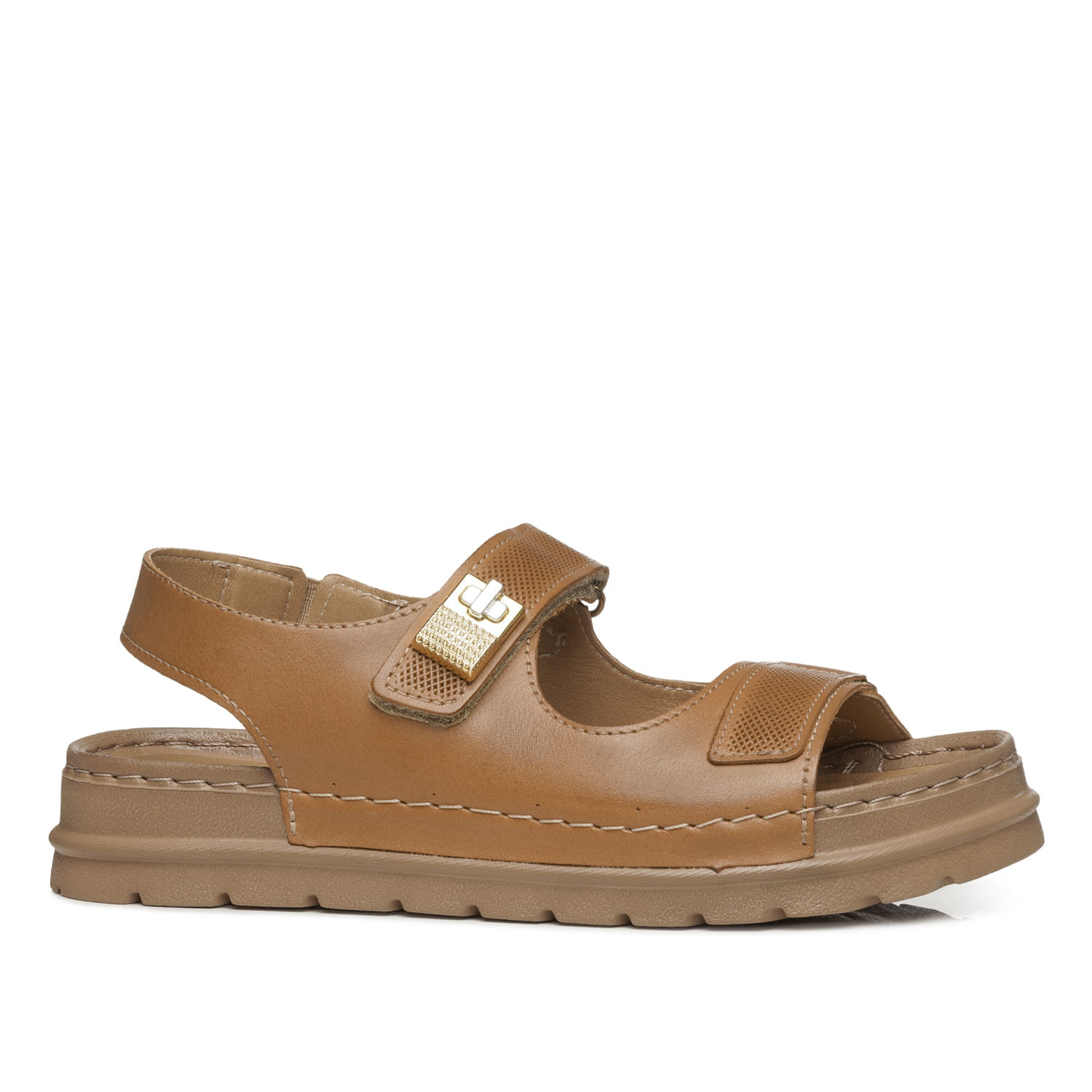 Sandália Pegada Feminino em Couro Camel 234704-07