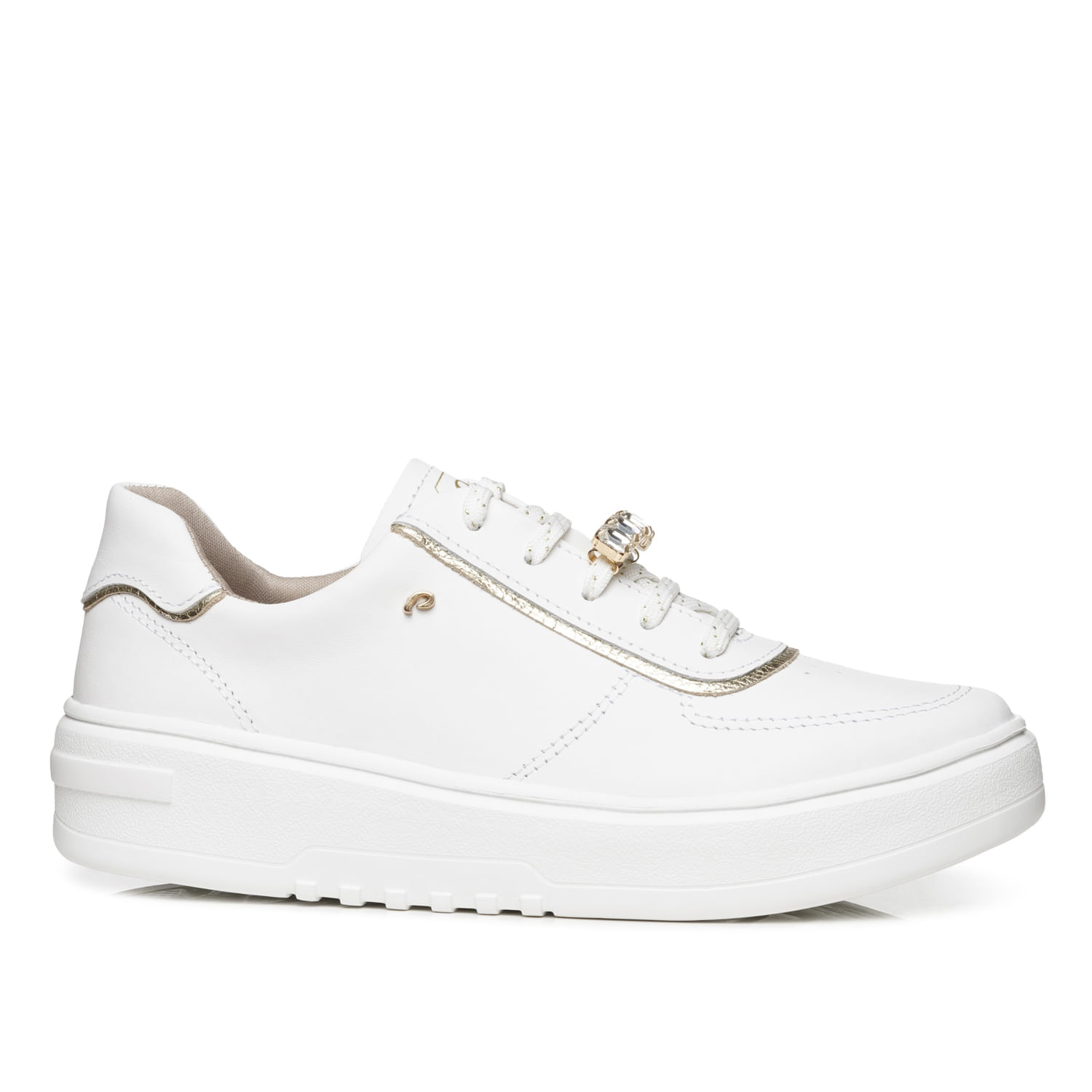 Tênis Pegada Feminino em Couro Branco 213107-01