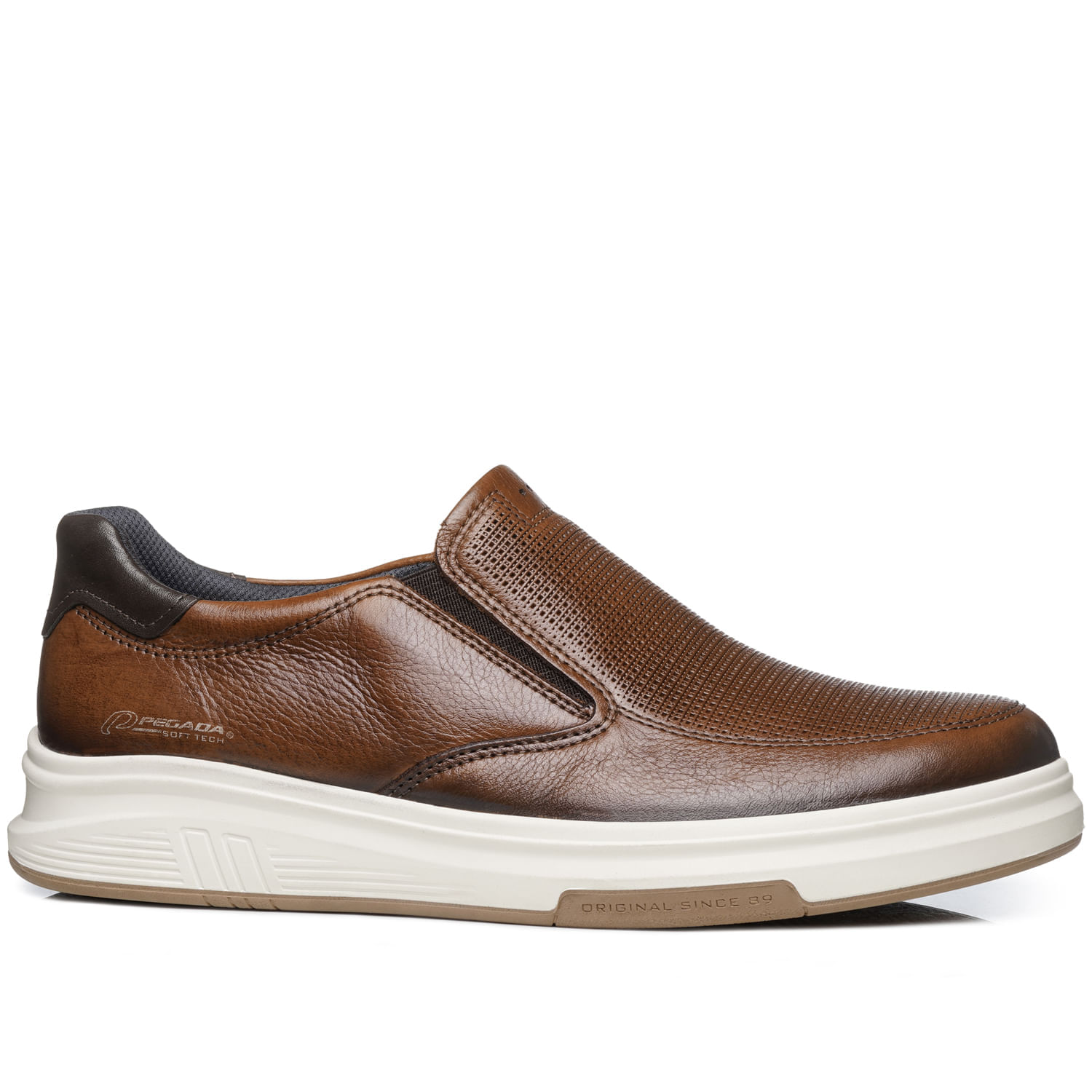 Tênis Casual Pegada Masculino em Couro Pinhão 112303-04