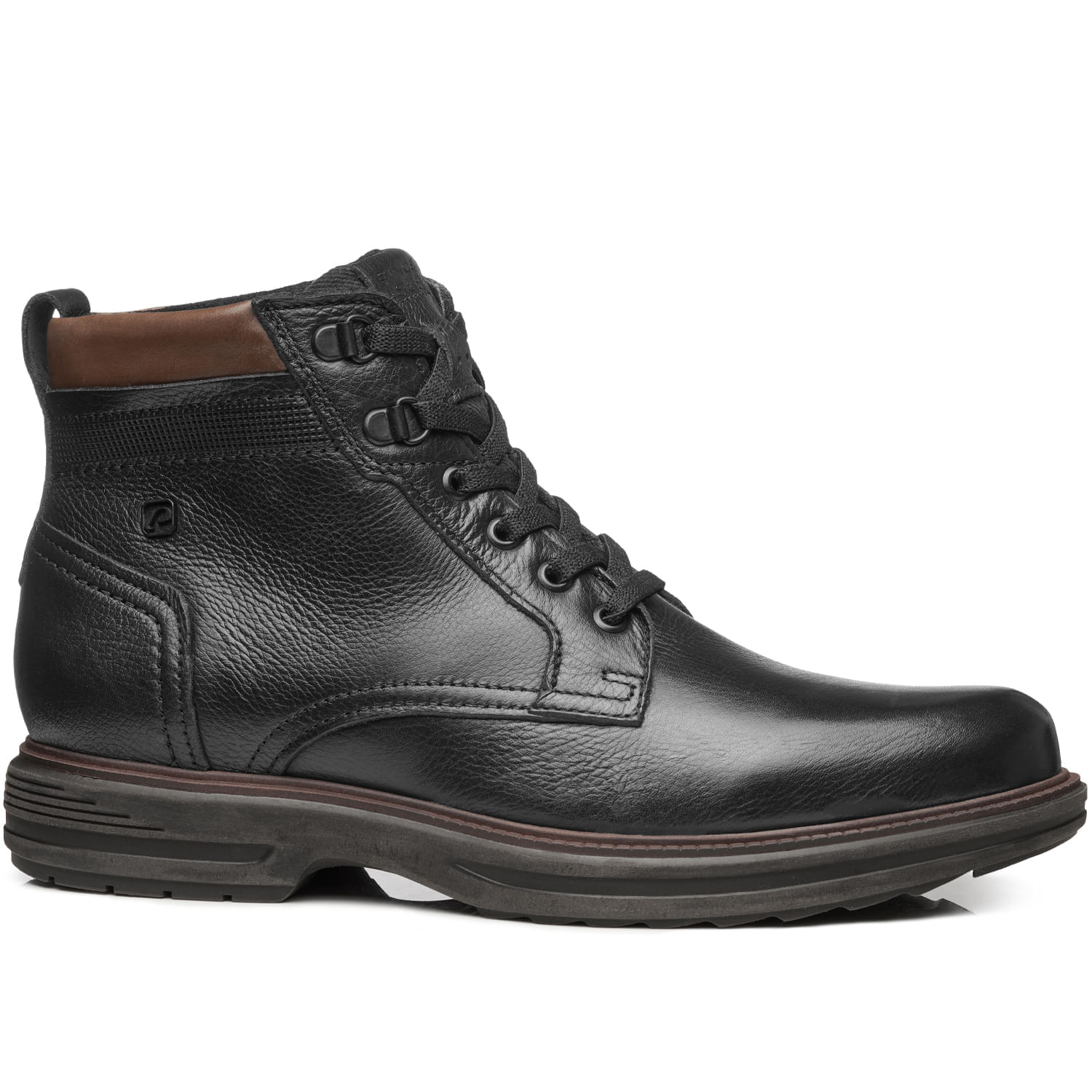 Coturno Pegada Masculino em Couro Preto 181802-03