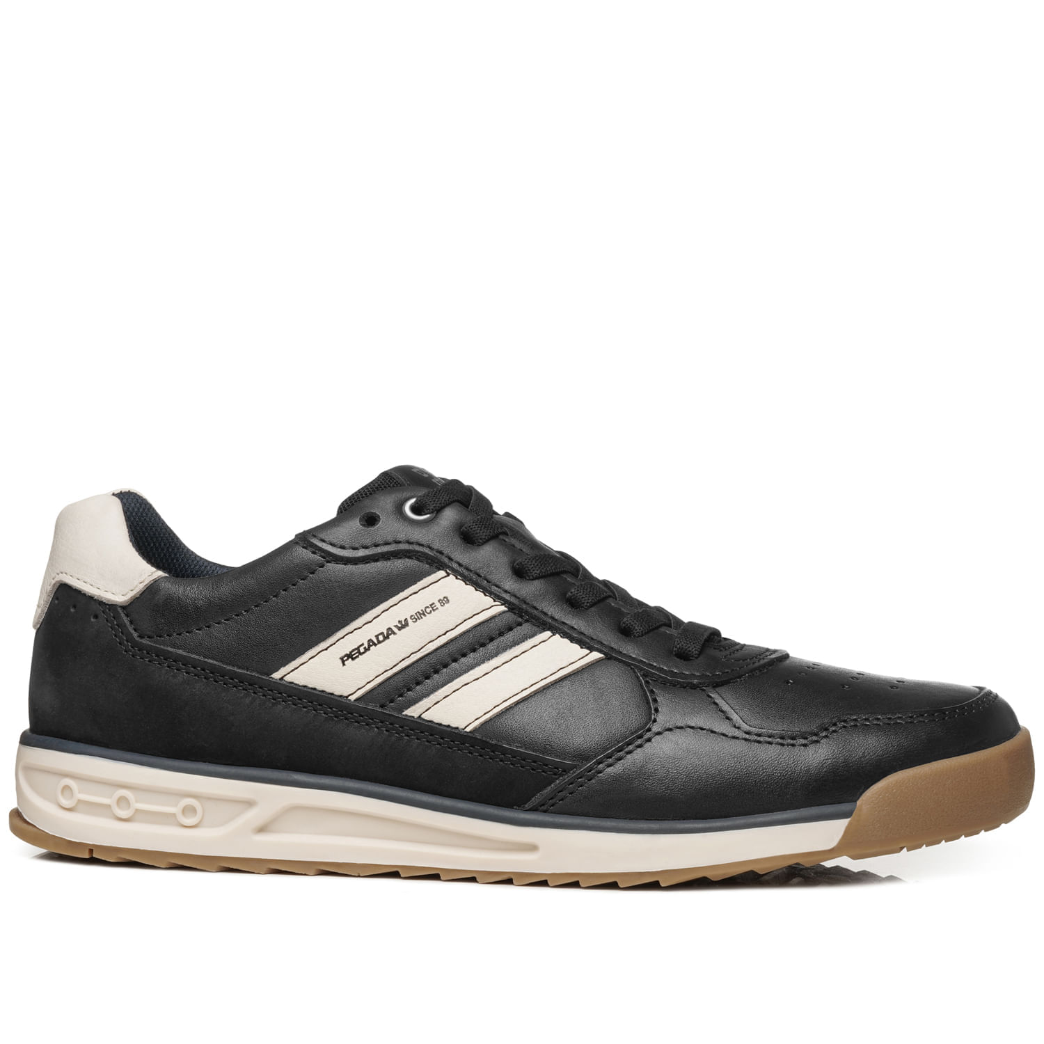 Sapatênis Pegada Masculino em Couro Preto 112504-04