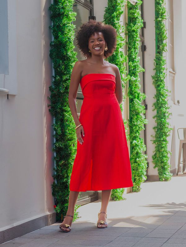 Vestido Sem Manga Midi Sense Feminino VERMELHO G