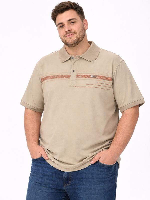 Polo Manga Curta Plus Size Masculina BEGE GG2