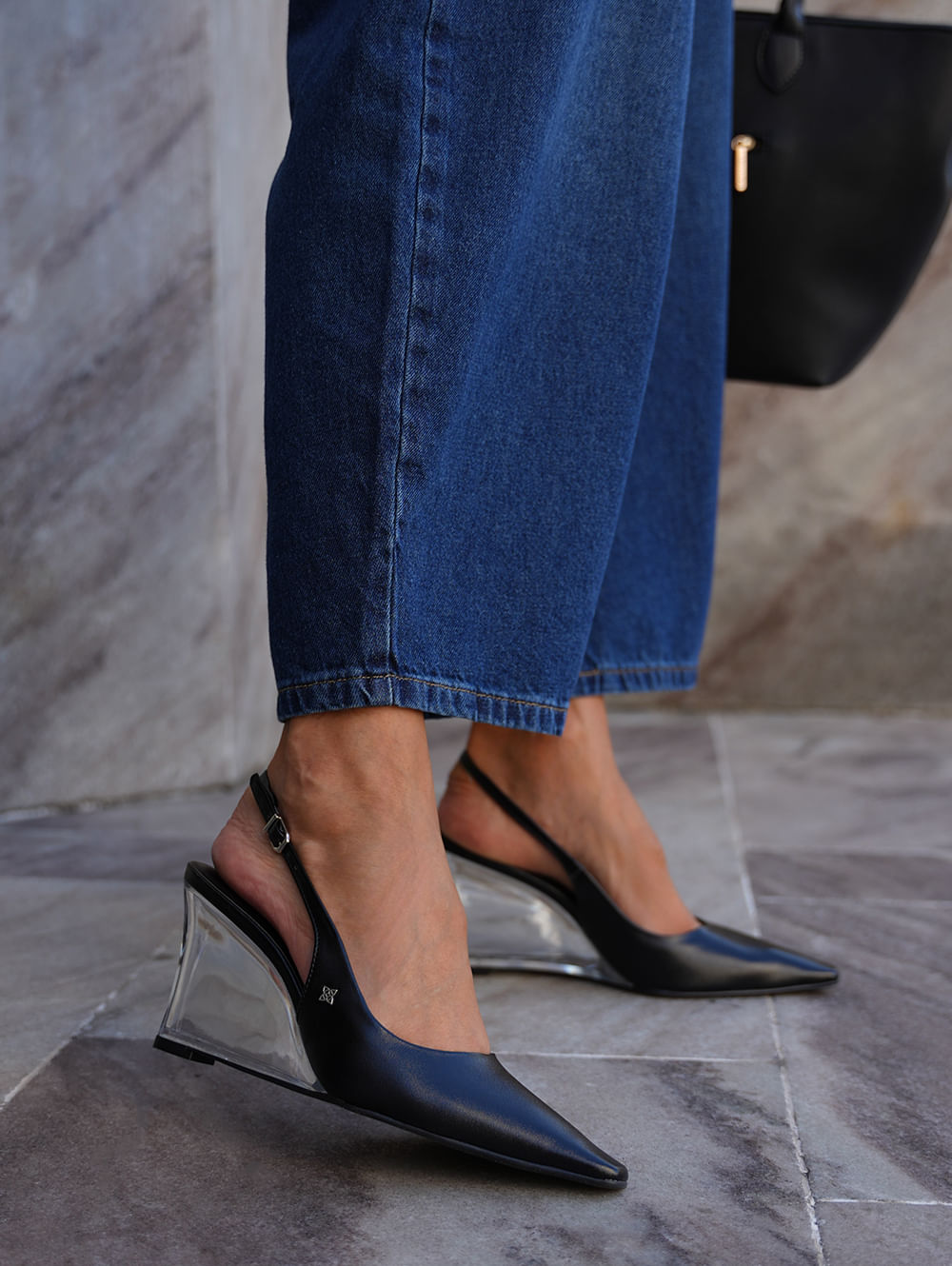 Mule Salto Anabela Di Valentini Feminino PRETO