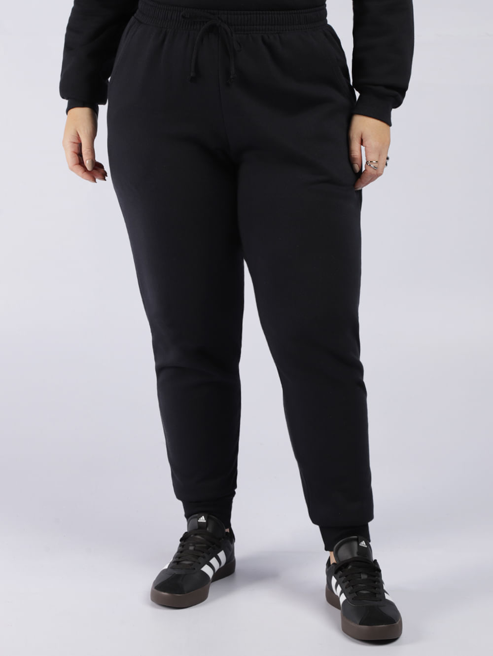 Calça Moletom Jogger Plus Size Feminina PRETO