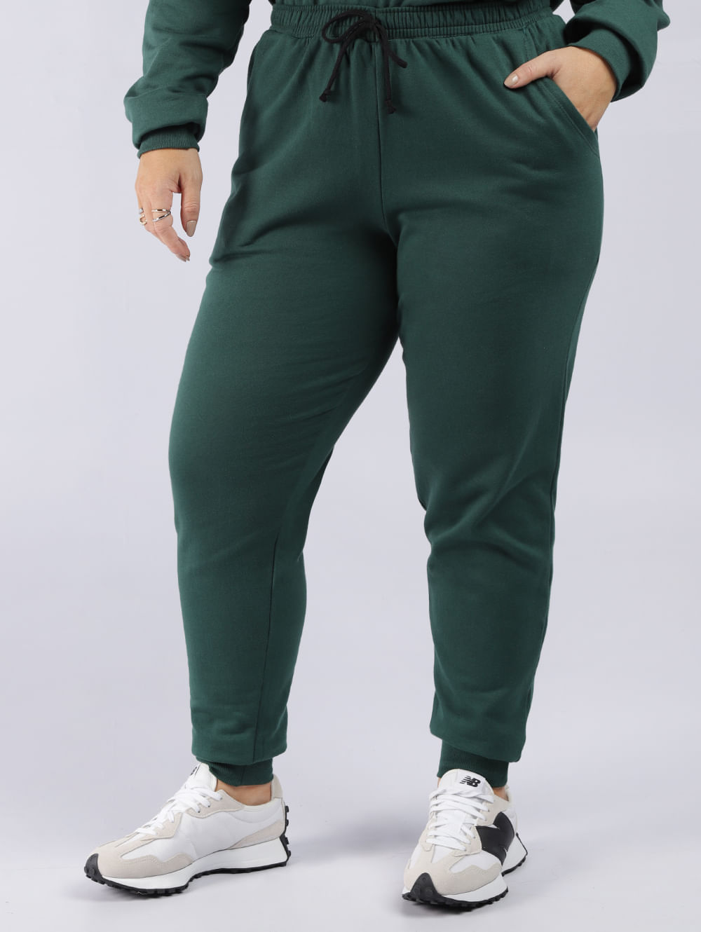 Calça Moletom Jogger Plus Size Feminina VERDE