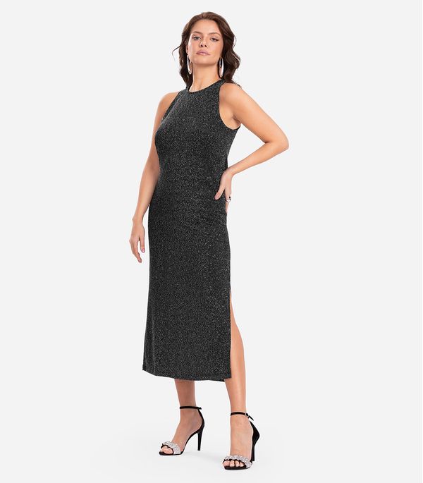 Vestido Midi Com Brilho Endless Preto GG