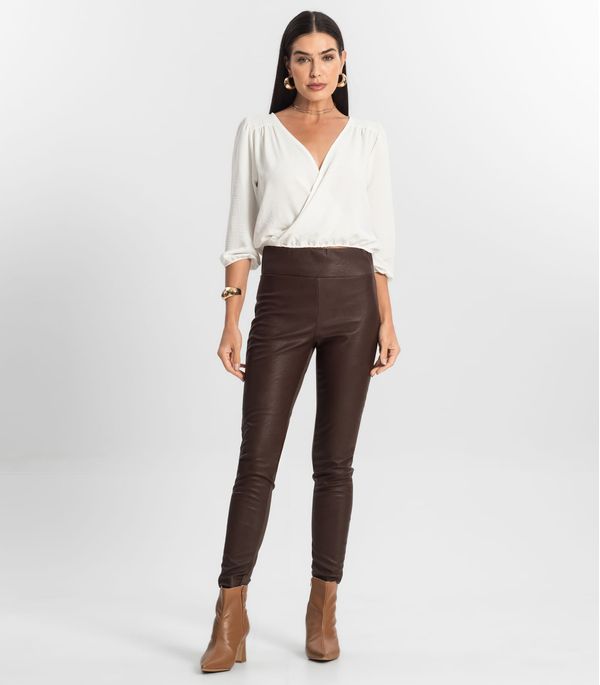 Calça Feminina Legging Sintética Rovitex Marrom GG