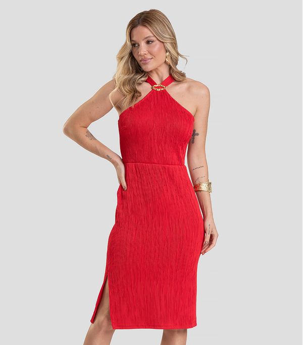 Vestido Curto Feminino Texturizado Fluído Dianna Vermelho PP