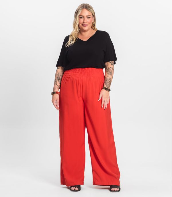 Calça Pantalona Plus Size Secret Glam Laranja Plus G4