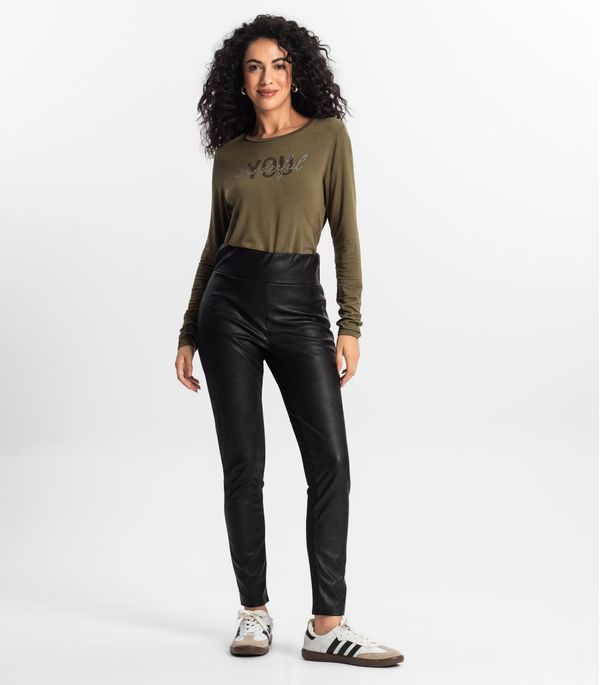 Calça Feminina Legging Sintética Rovitex Preto G