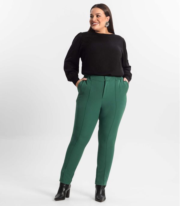 Calça Alfaiataria Plus Size Secret Glam Verde Plus G4