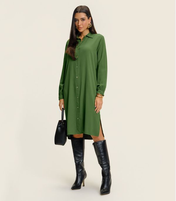 Vestido Chemise Feminino Liso Endless Verde G