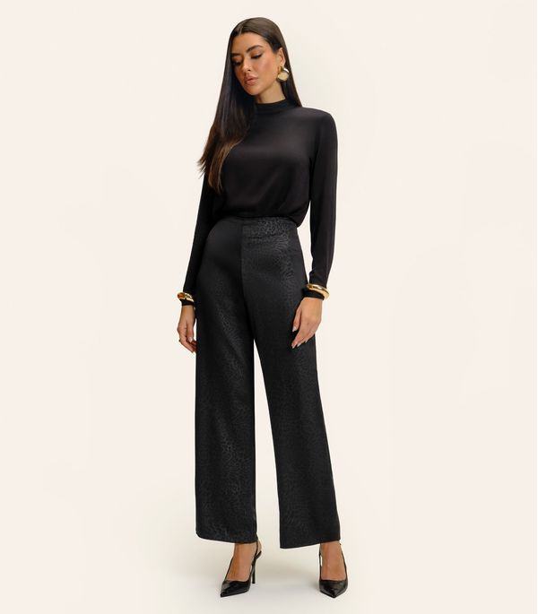 Calça Endless Jacquard Acetinado Onças Feminino Preto M