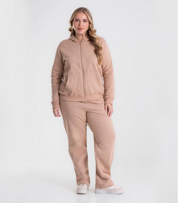 Calça Feminina Plus Moletom Felpado Secret Glam Marrom Plus G2