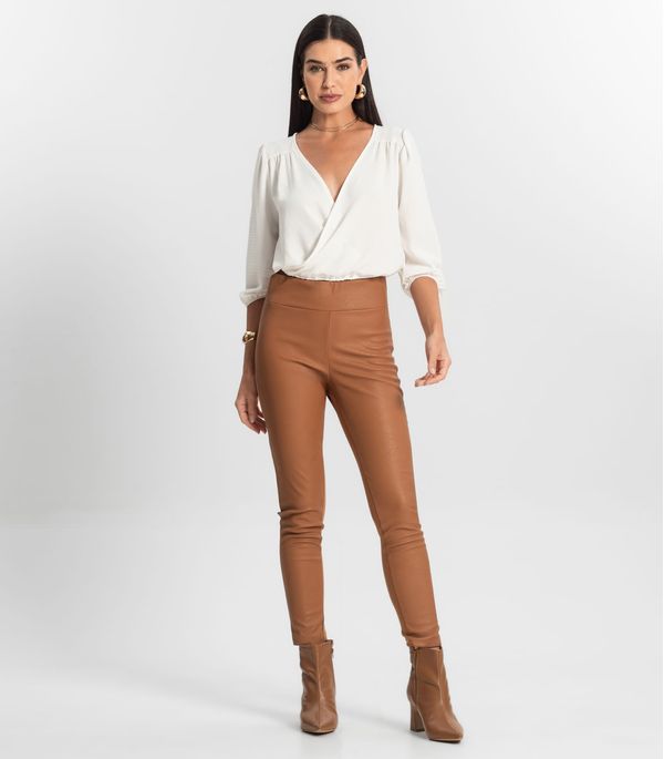 Calça Feminina Legging Sintética Rovitex Marrom GG