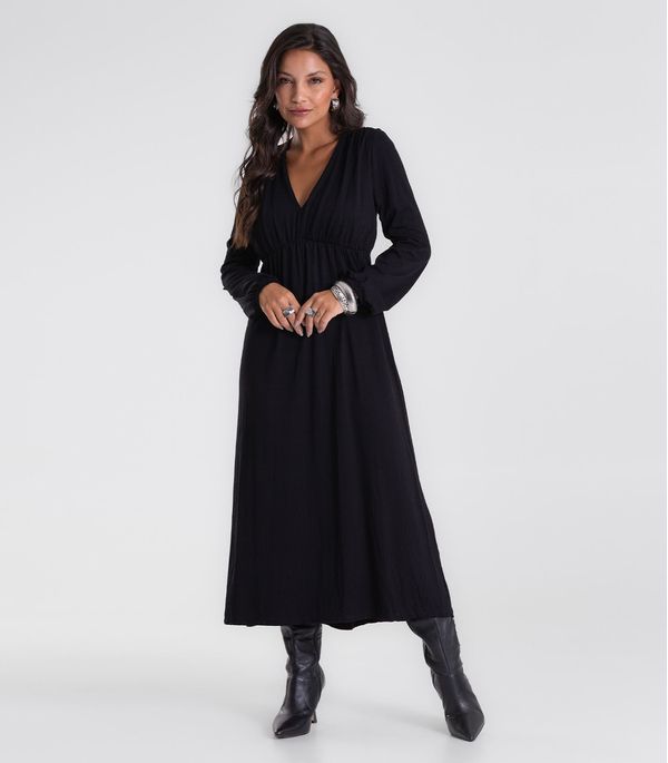 Vestido Feminino Midi Manga Bufante Endless Preto M