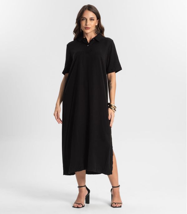 Vestido Midi Com Fenda Lateral Endless Preto P