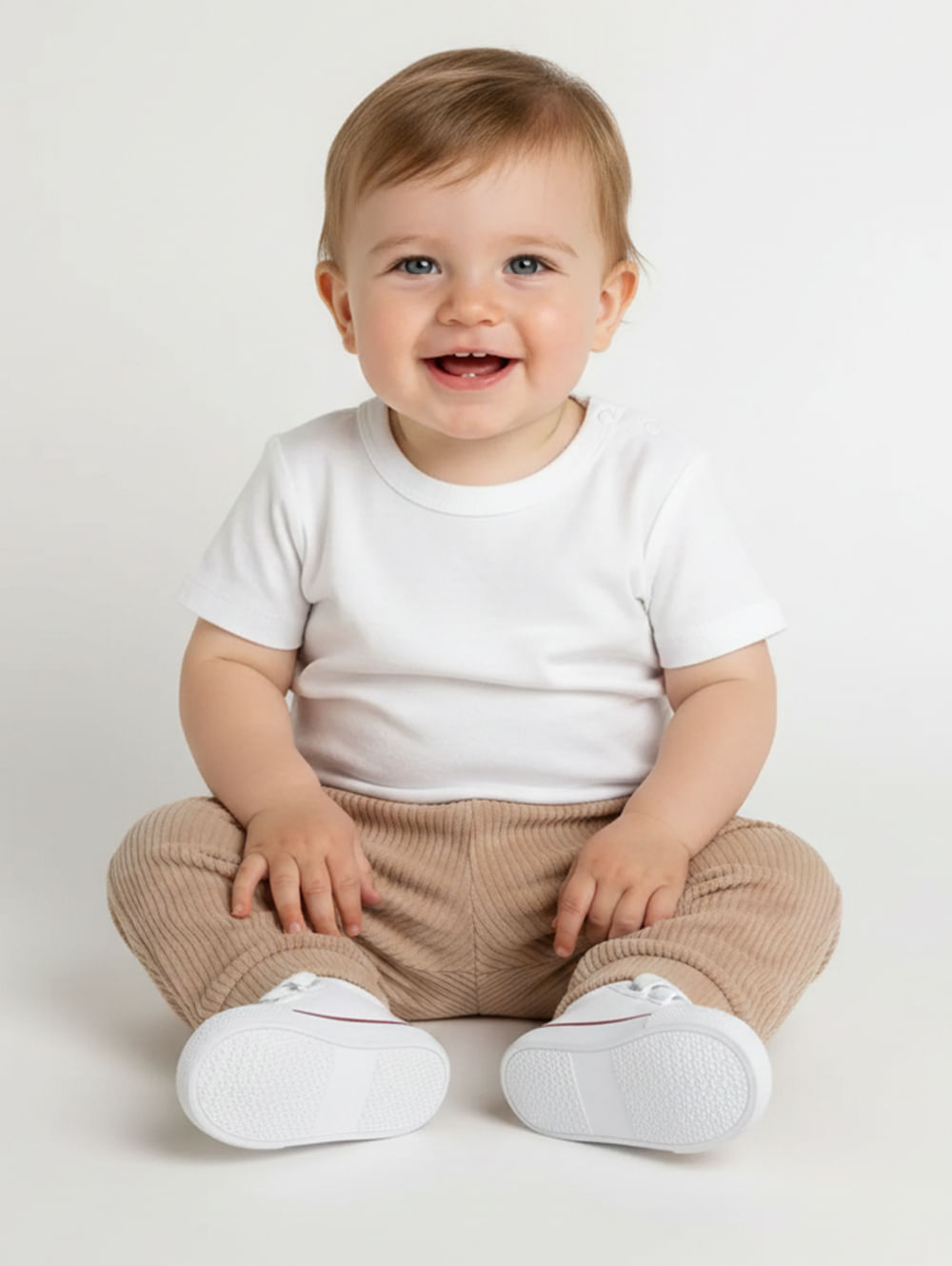 Calça Canelada Com Punho Infantil Para Bebê - MARROM