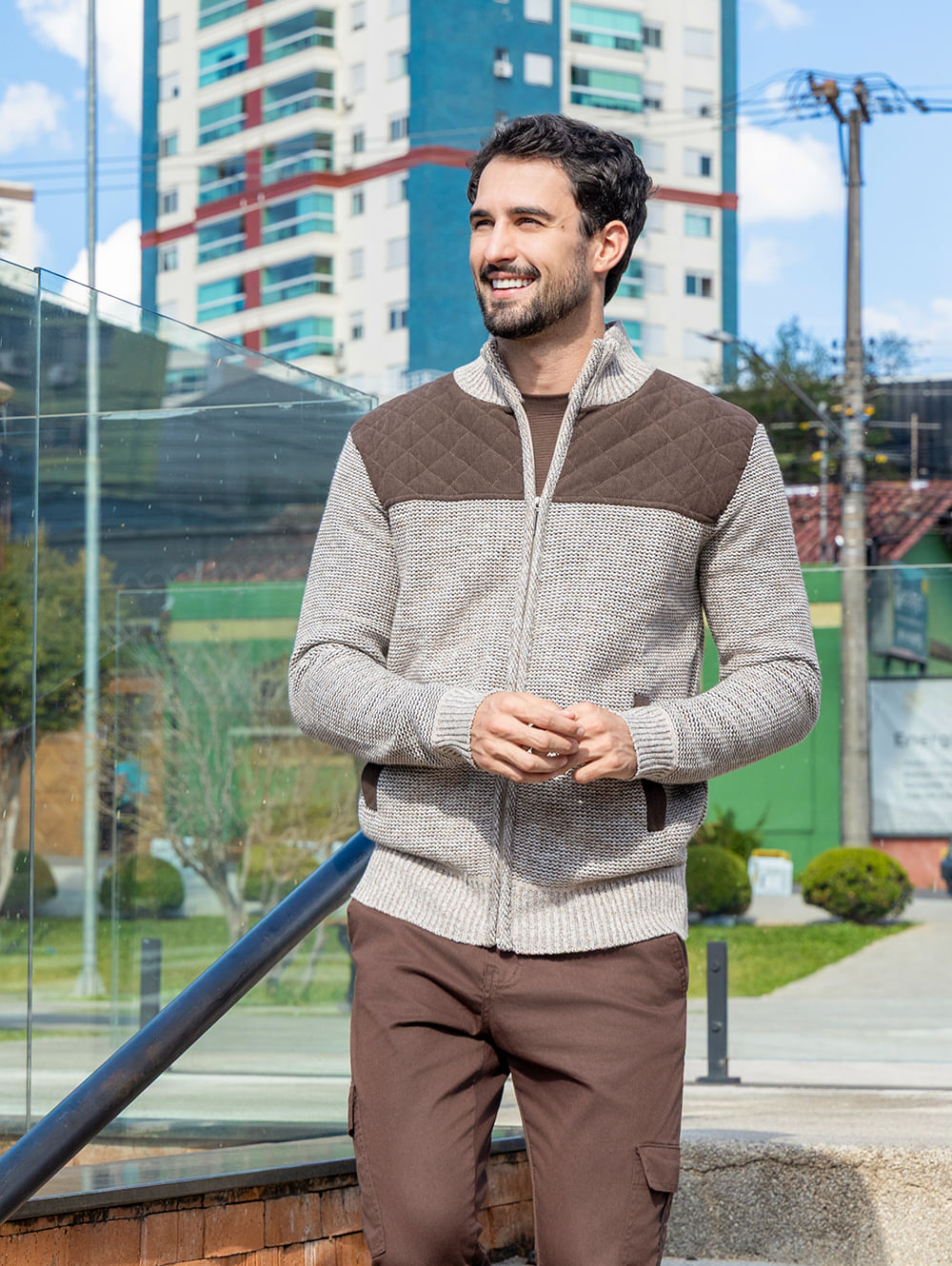 Cardigan Eletrón Masculino BEGE