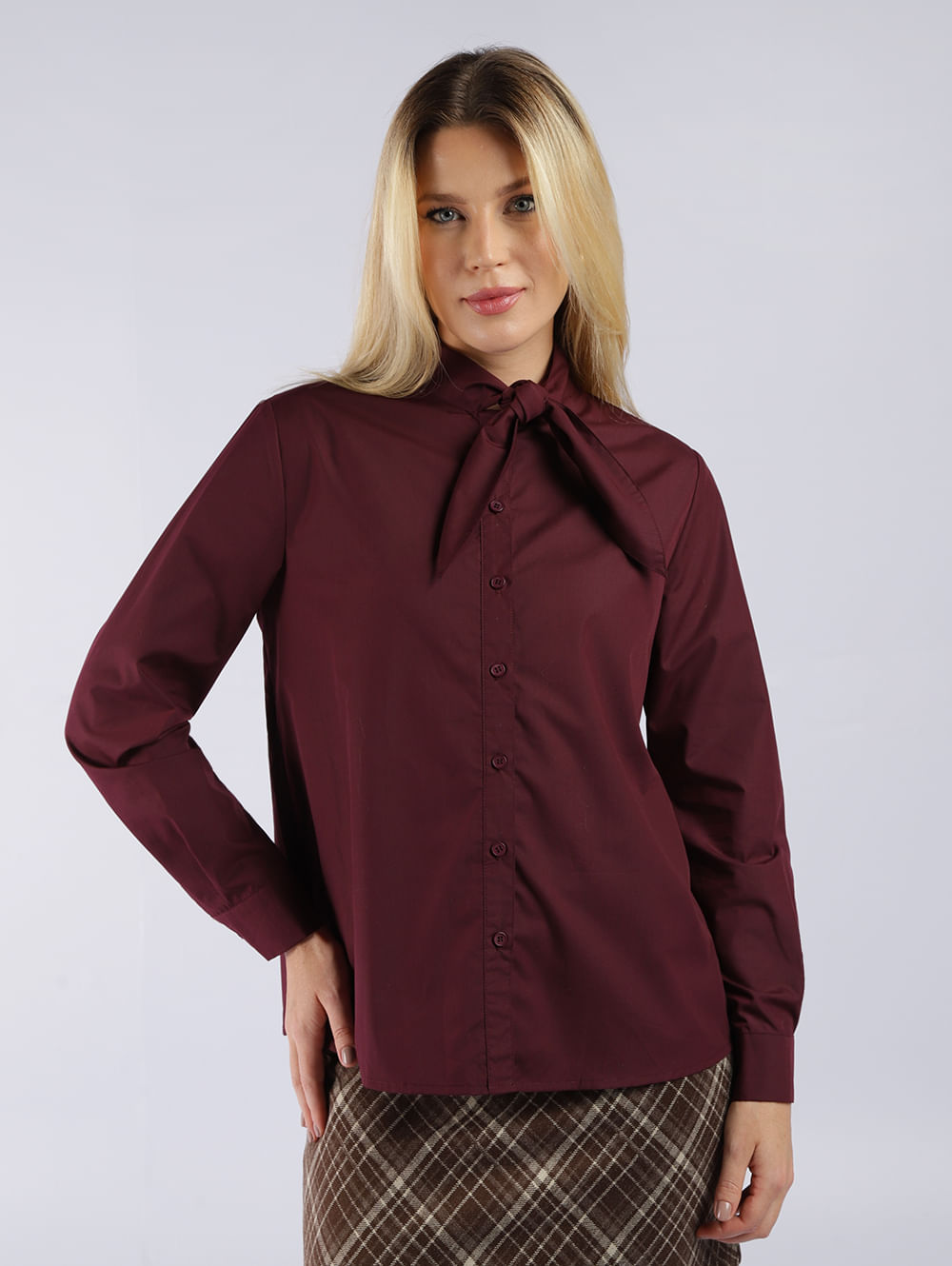 Camisa Gola Laço Eagle Rock Feminina VINHO