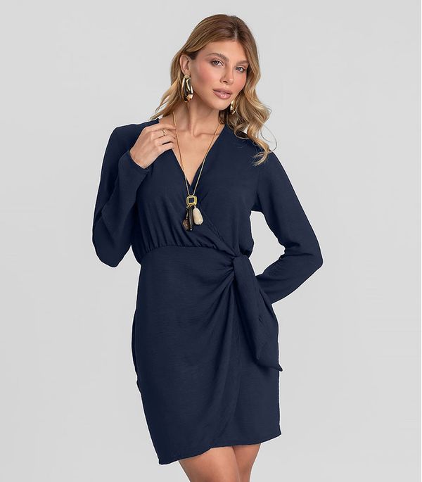 Vestido Feminino Manga Longa Curto Dianna Azul P