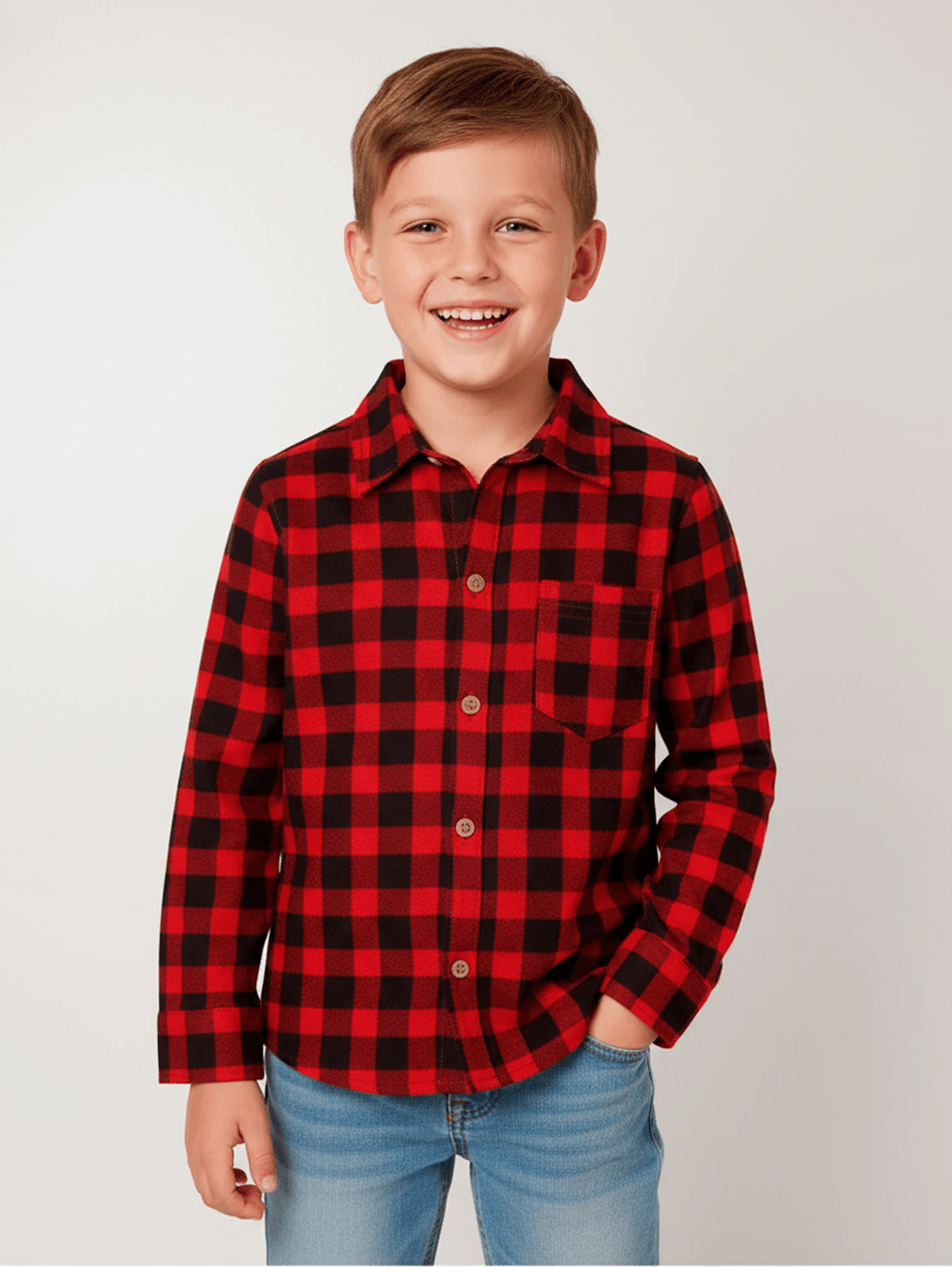 Camisa Manga Longa Infantil Para Menino - VERMELHO