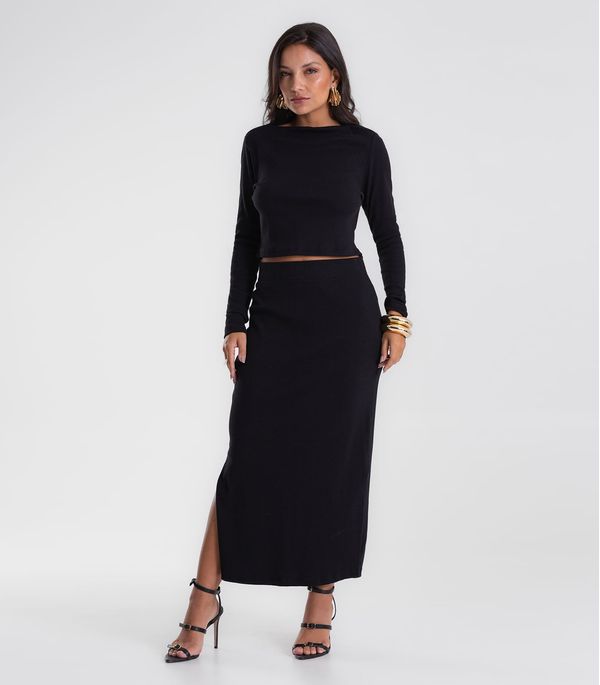 Conjunto Feminino Blusa com Saia Midi Endless Preto GG