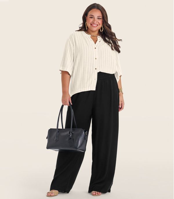 Calça Pantalona Plus Size Secret Glam Preto Plus G1