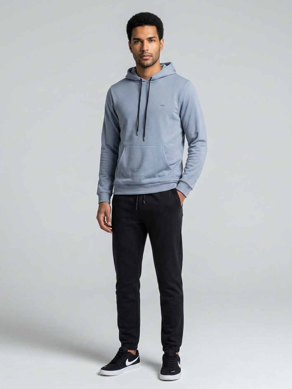 Moletom Canguru Com Capuz Masculino AZUL CLARO