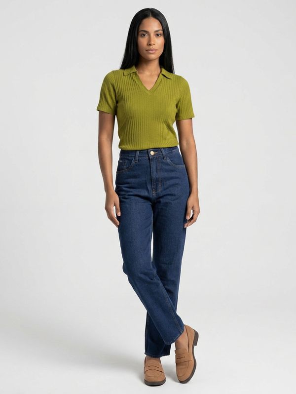 Calça Jeans Mom Pisom Feminina AZUL 40