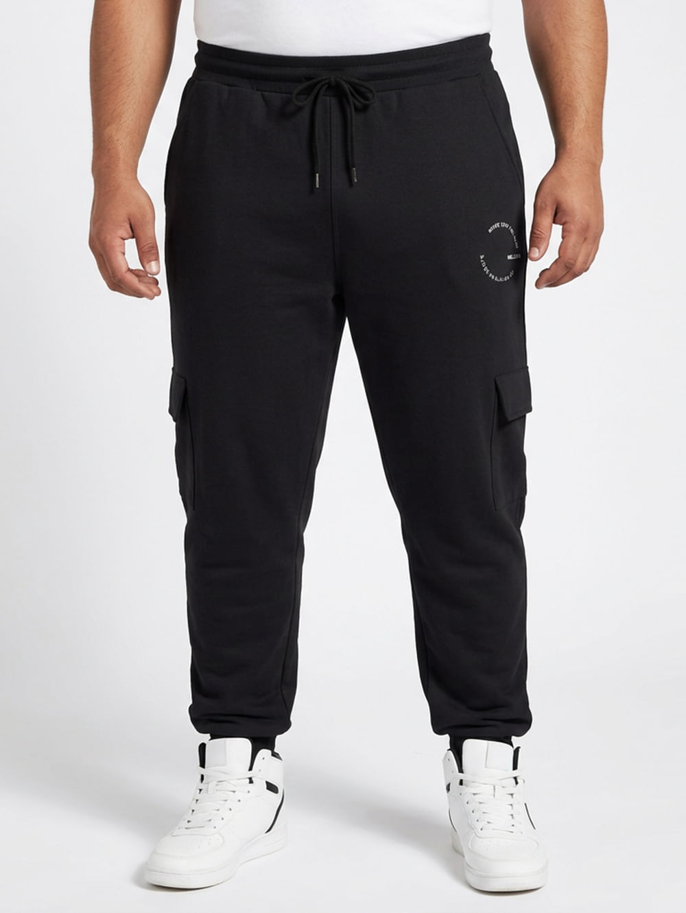 Calça Moletom Jogger Cargo Plus Size Masculina PRETO
