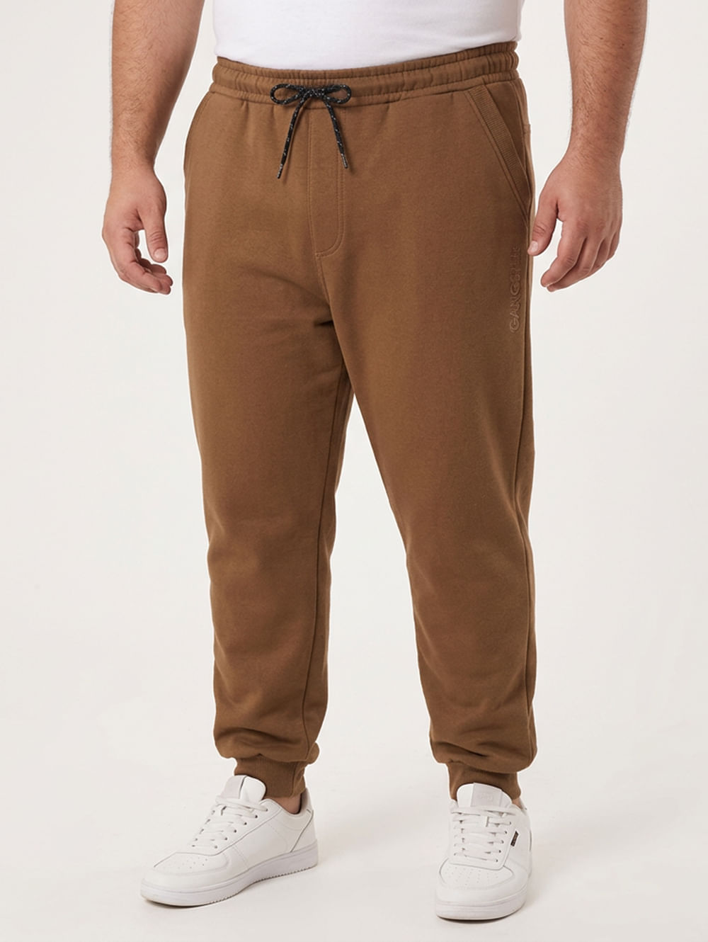 Calça Moletom Jogger Plus Size Masculina MARROM