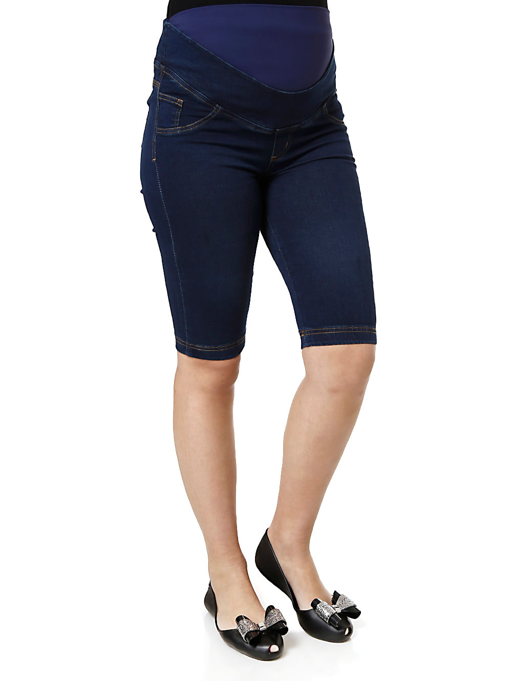 Bermuda Jeans Feminina Gestante Azul Lojas Pompeia