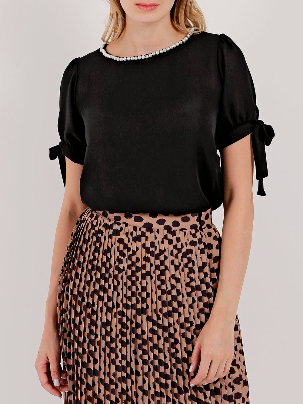 Blusa Manga Curta Feminina Autentique Preto Lojas Pompeia