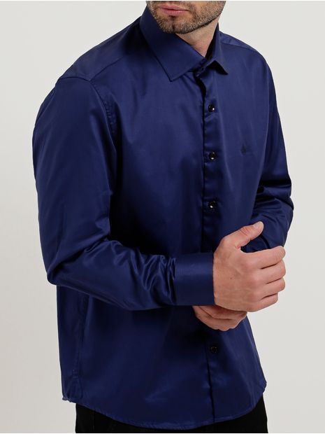 Menor preço em Camisa Manga Longa Masculina Azul Marinho P