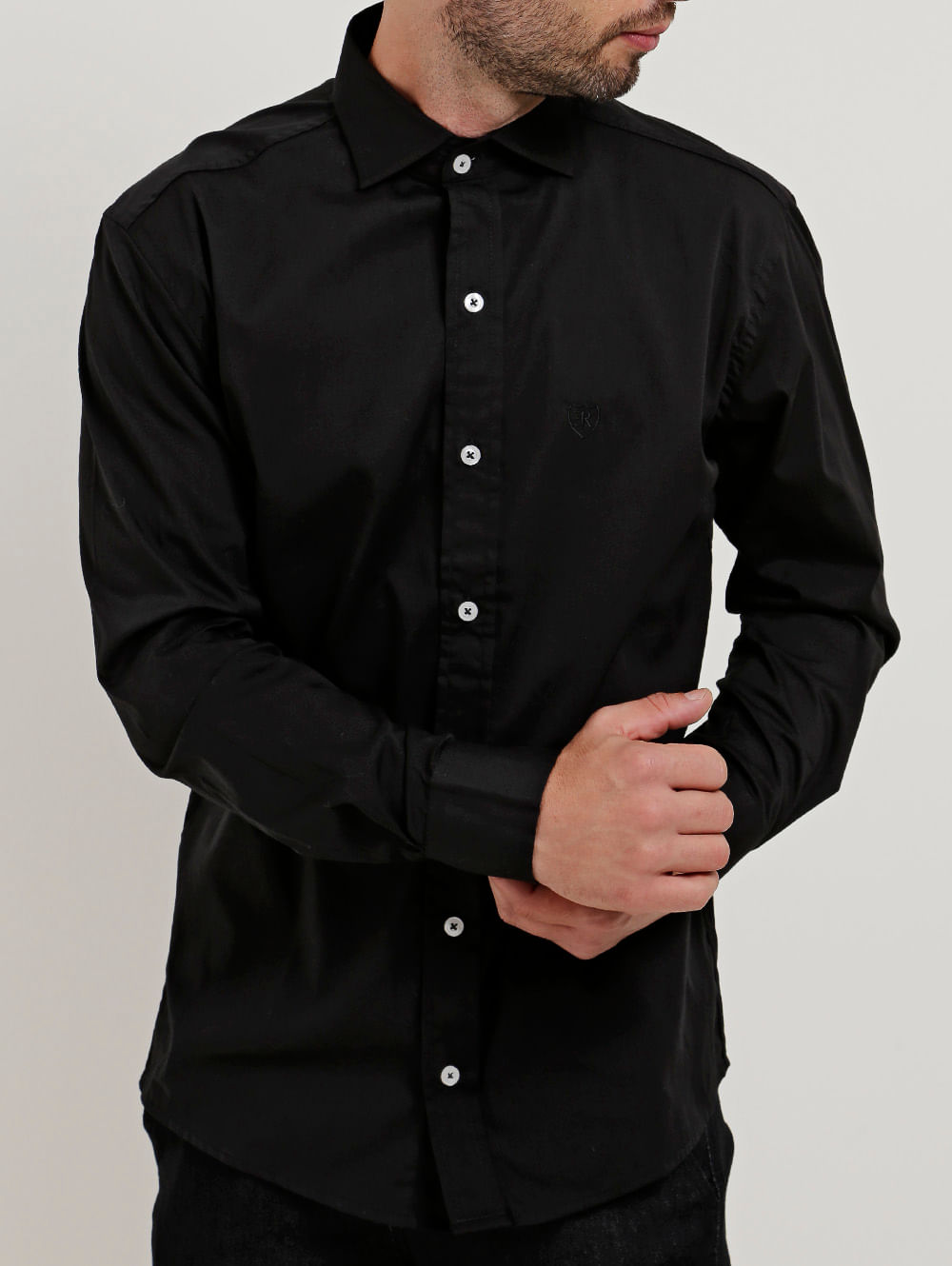 camisa slim fit masculina preta
