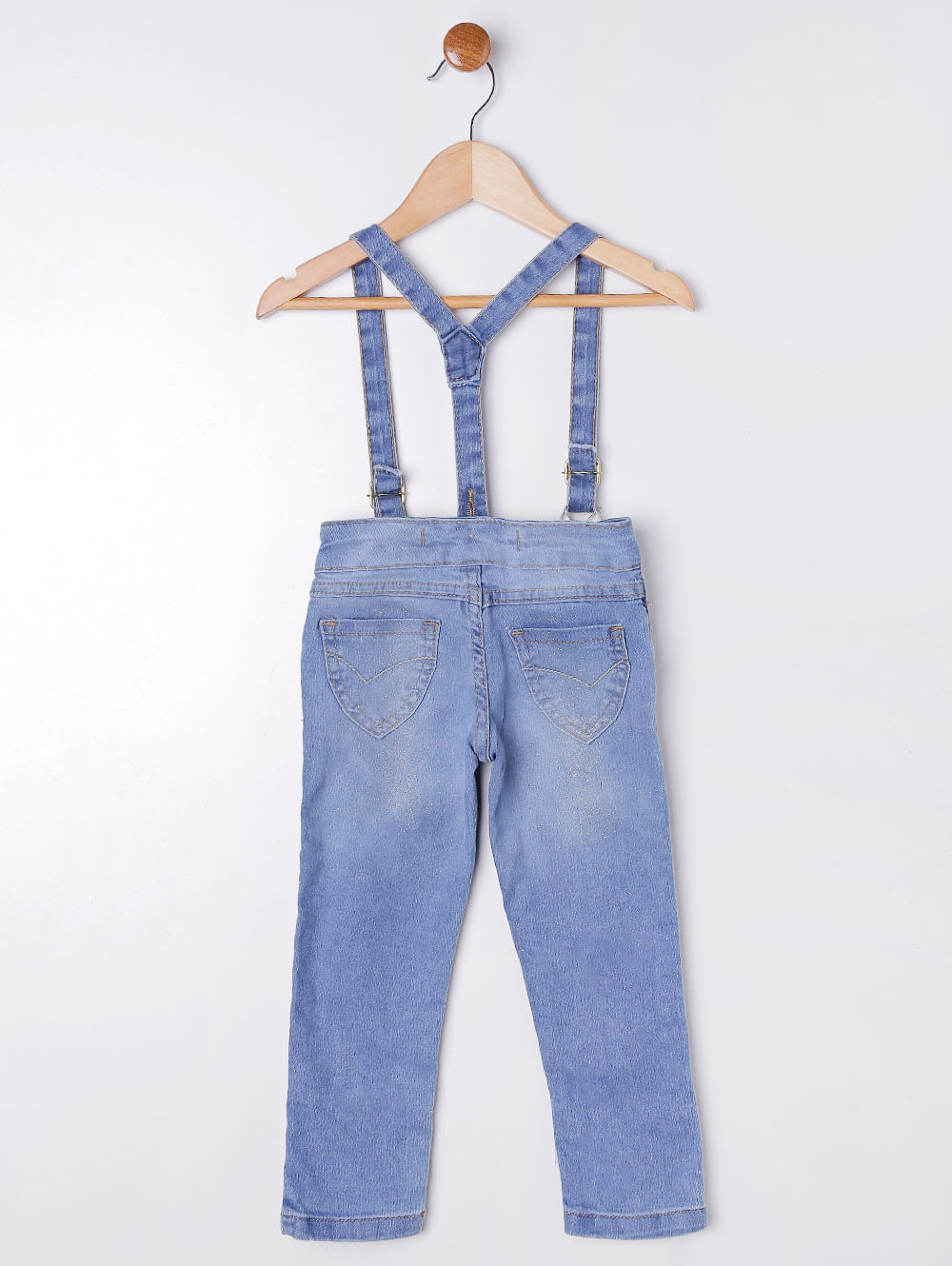 calça jeans com suspensorio infantil