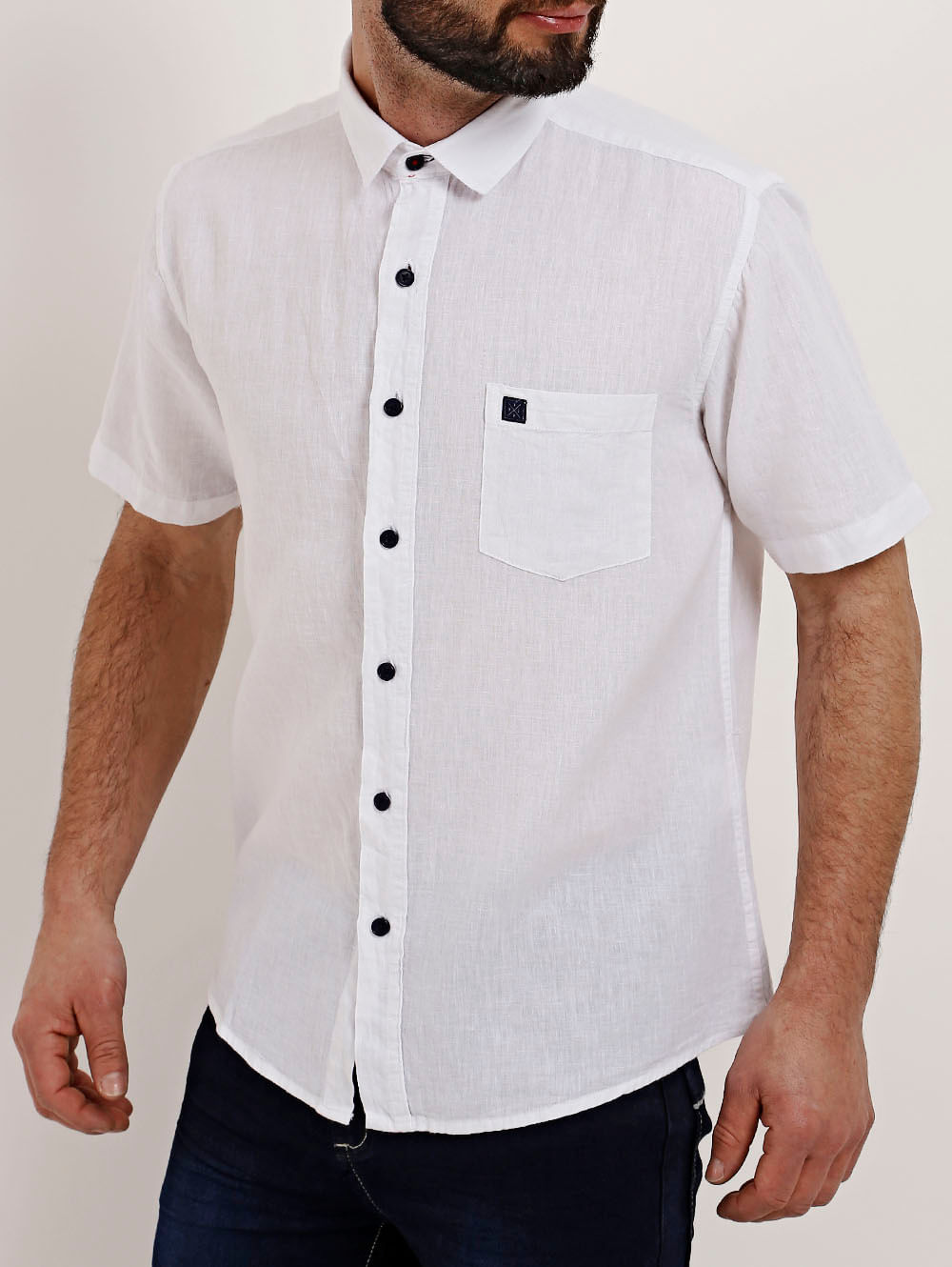 camisa linho manga curta masculina