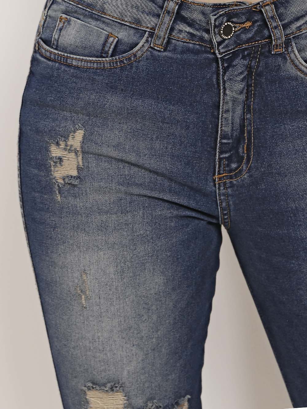calça jeans destroyed feminina