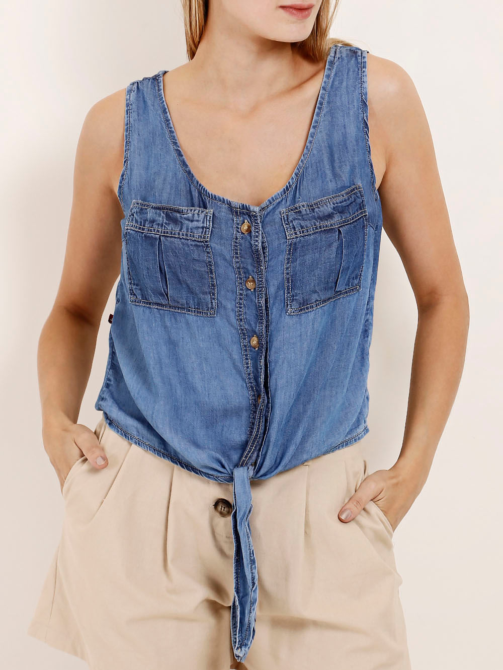 blusa regata jeans feminina