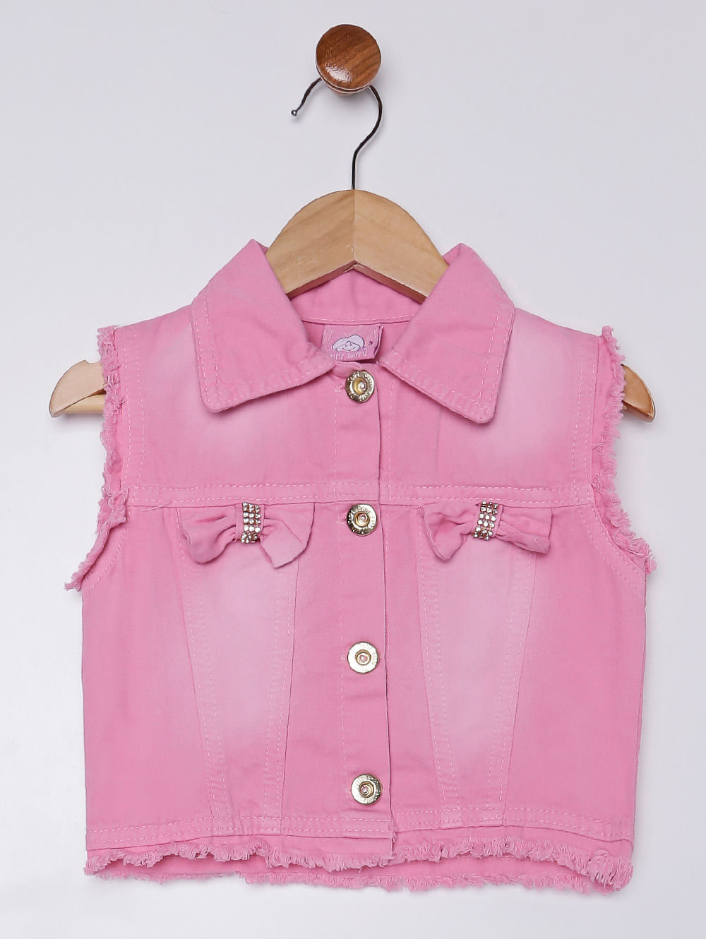 colete jeans rosa