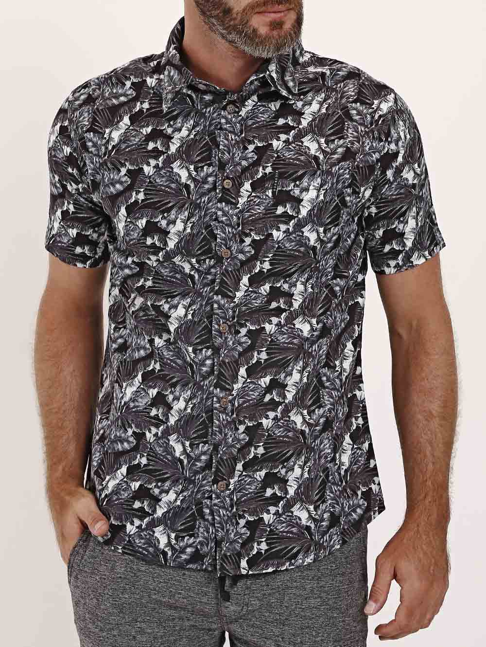 camisa floral manga curta masculina