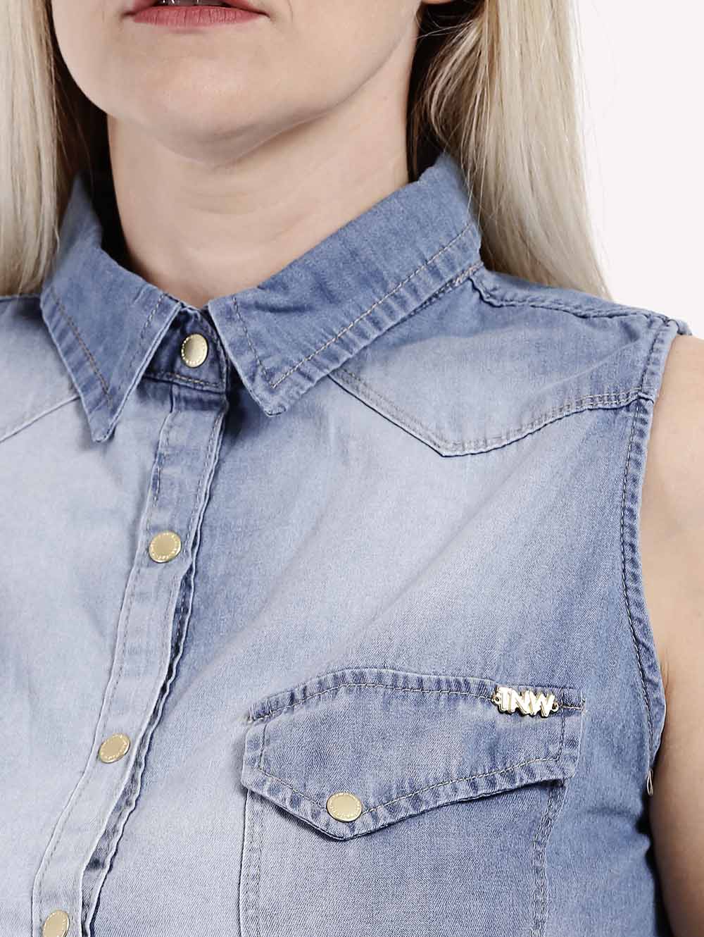 camisa regata jeans feminina
