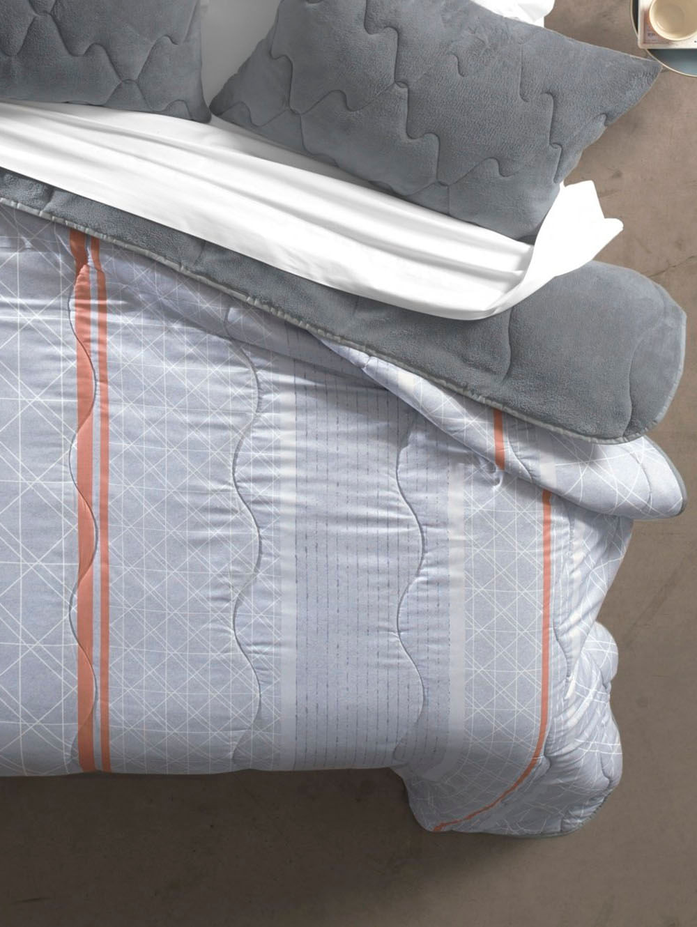 Edredom Solteiro Altenburg New Confort Chumbo Cinza Lojas Pompeia