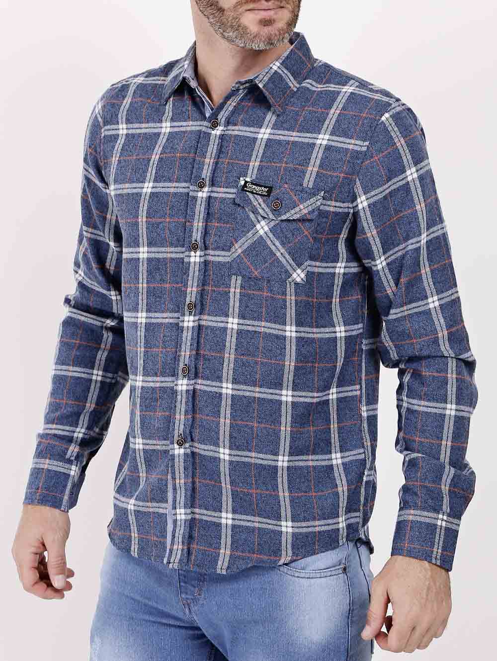 camisa xadrez azul marinho