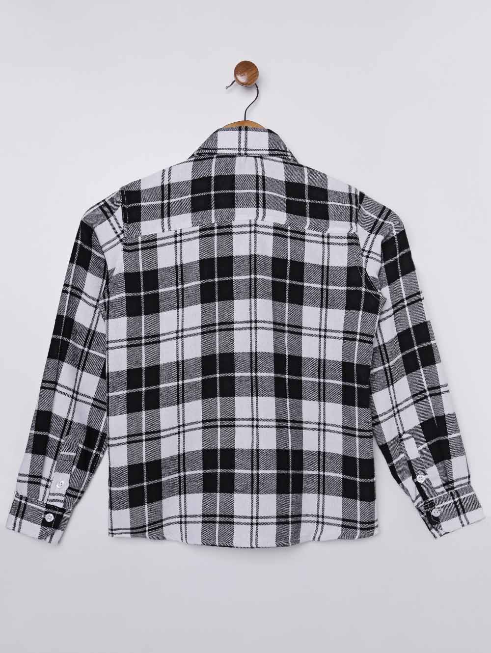 Camisa Flanela Xadrez Juvenil Para Menino Preto Branco Lojas Pompeia